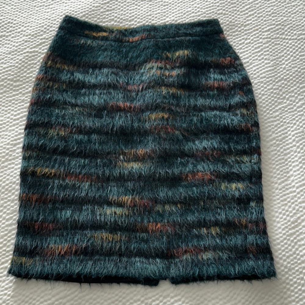 Anthropologie Maeve Blue Pencil Skirt Knee-Length Wool Blend